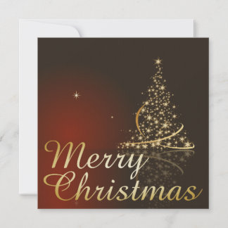 Red Christmas Theme with golden Christmas tree Invitation