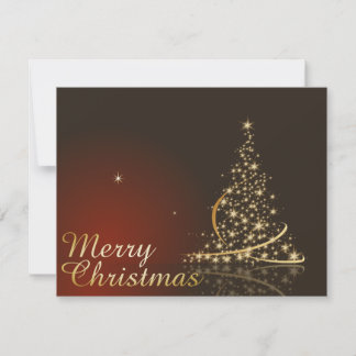Red Christmas Theme with golden Christmas tree Invitation
