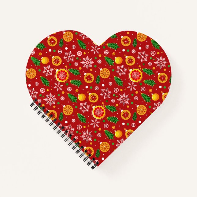 Red Christmas-themed pattern Notebook (Front)