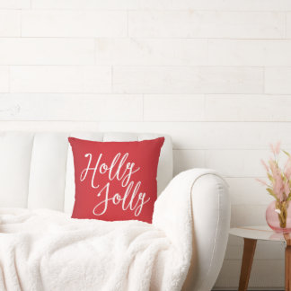 Red Christmas Throw Pillows Holly Jolly