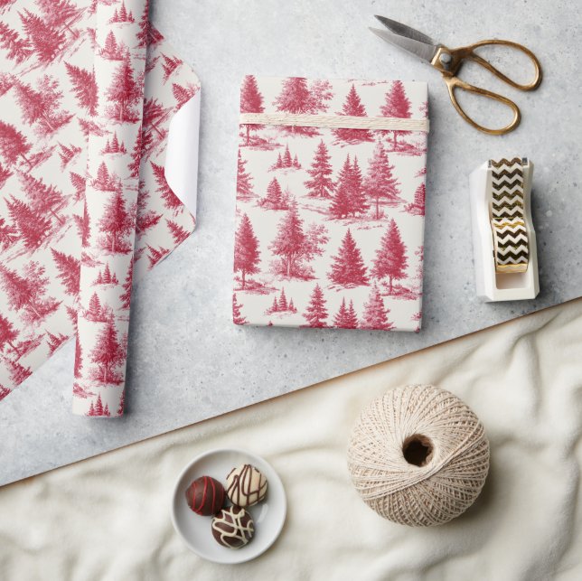 Red Christmas toile Wrapping Paper (Crafts)