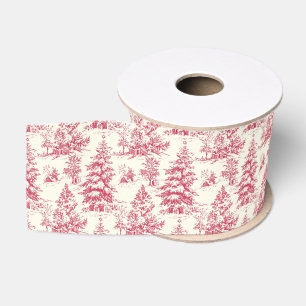 Red Christmas Toile Wrapping Paper Grosgrain Ribbon