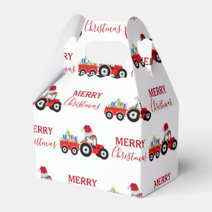 Red Christmas Tractor Truck Farm Favor Boxes