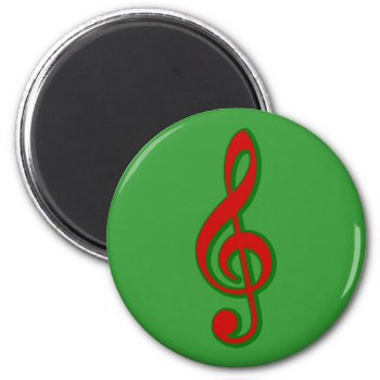 Red Christmas Treble Clef Magnet by chmayer at Zazzle