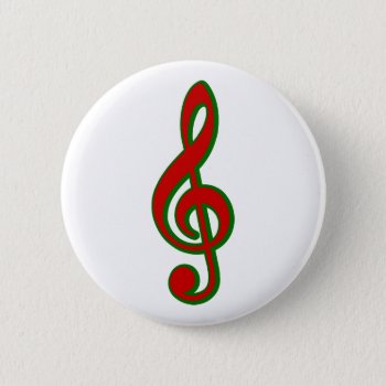 Red Christmas Treble Clef Pinback Button by chmayer at Zazzle