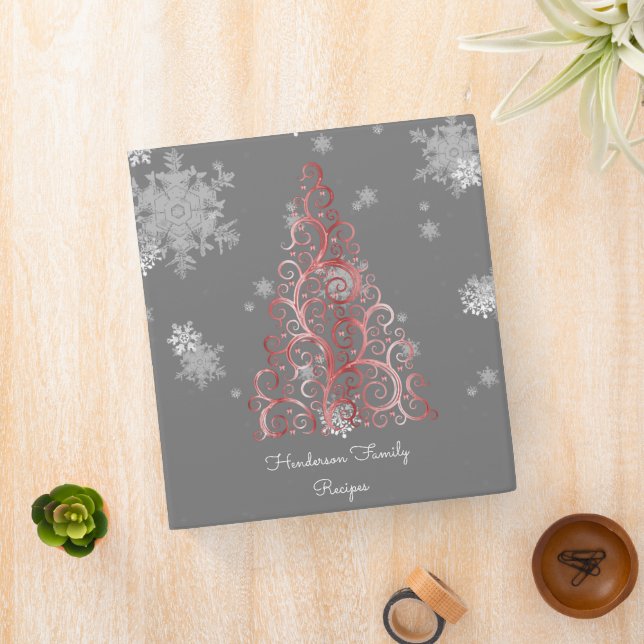 Red Christmas Tree and Snowflakes Recipe Binder (In Situ)