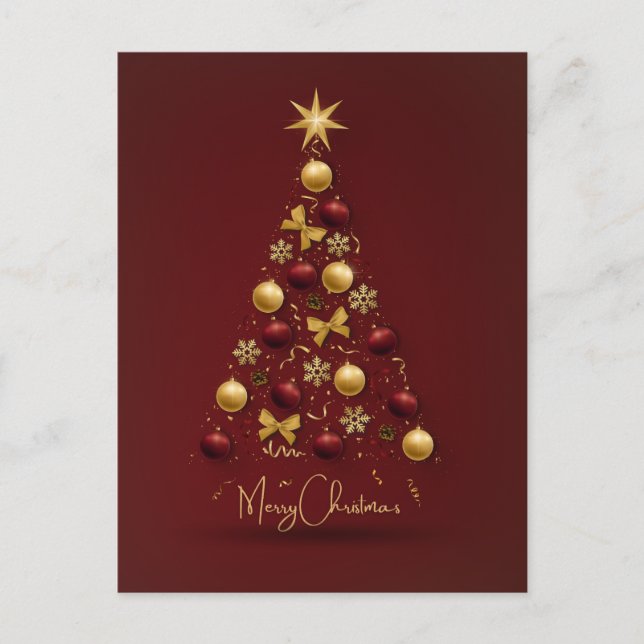 RED CHRISTMAS TREE BALLS confetti  Postcard (Front)