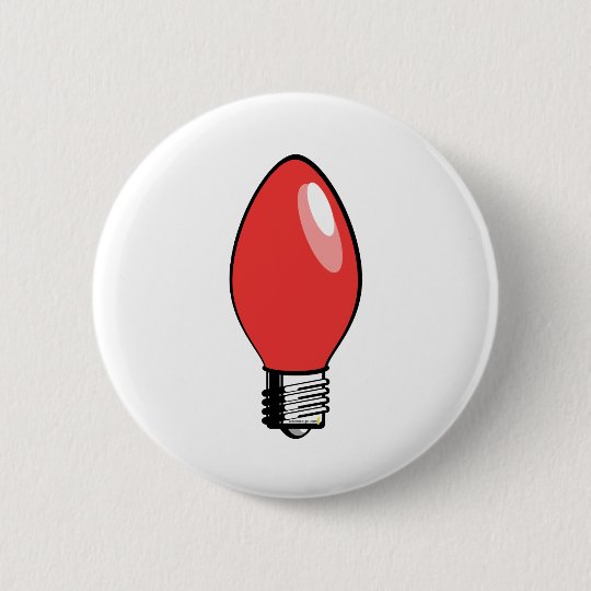 Red Christmas Tree Bulb Pinback Button