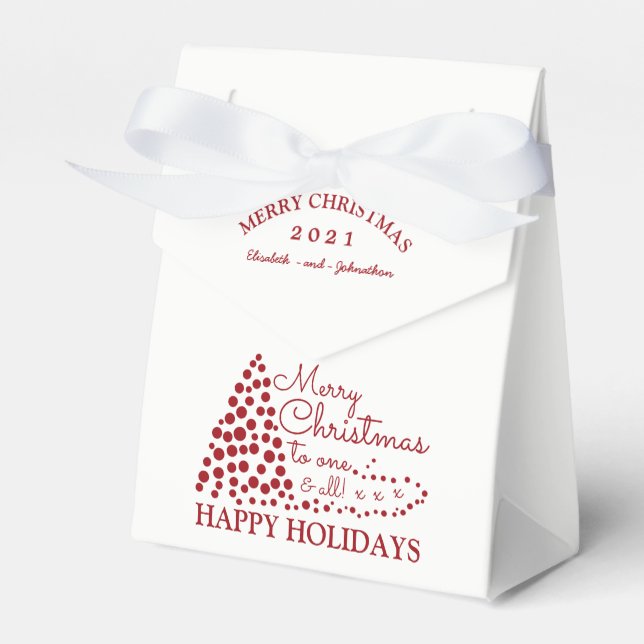 Red Christmas Tree, Christmas Favor Box (Front Side)