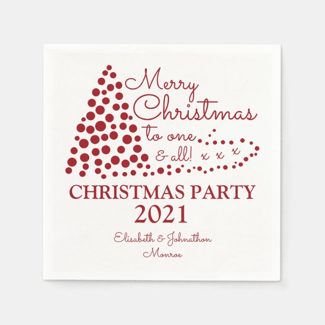 Red Christmas Tree, Christmas Party Napkin (Front)