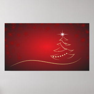 red christmas tree christmas poster