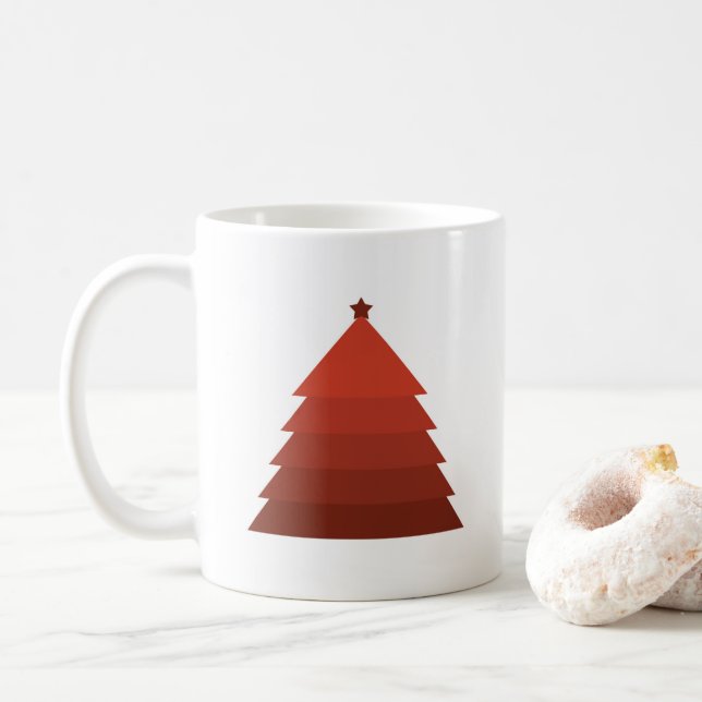 Red Christmas Tree Coffee Mug (With Donut)
