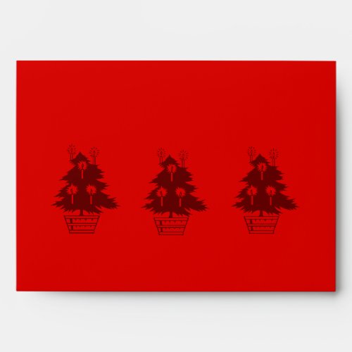 red christmas tree contempory card envelope