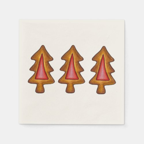 Red Christmas Tree Cookies Xmas Holiday Food Paper Napkins