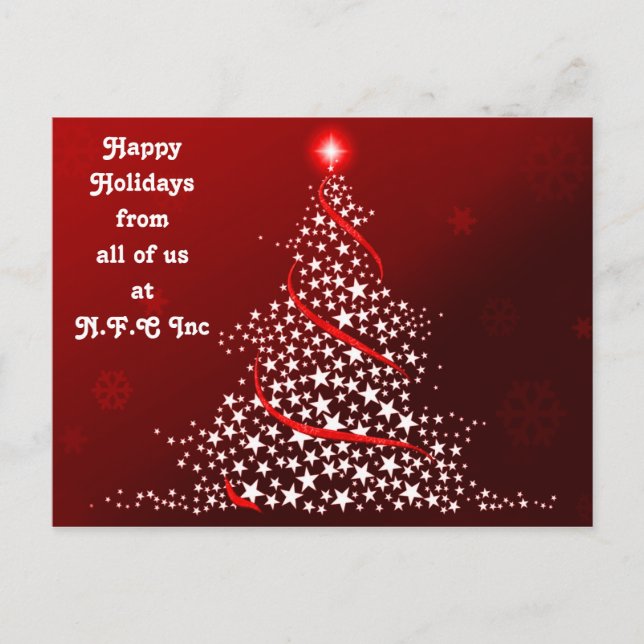 Red Christmas Tree Corporate Holiday PostCard (Front)