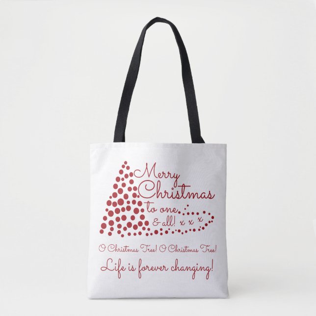 Red Christmas Tree, Festive Tote Bag (Front)