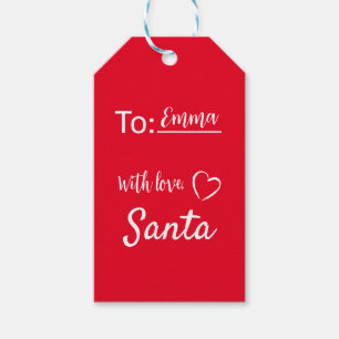 Red Christmas Tree Gift Tag With love From Santa