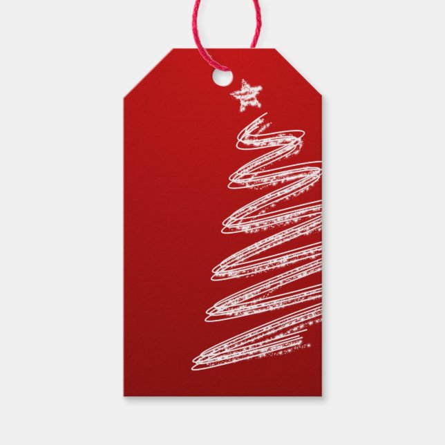 Red Christmas Tree Gift Tags (Front)