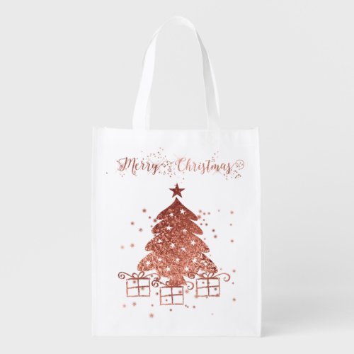 Red Christmas tree Grocery Bag