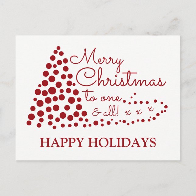 Red Christmas Tree, Happy Holidays Holiday Postcar Postcard (Front)