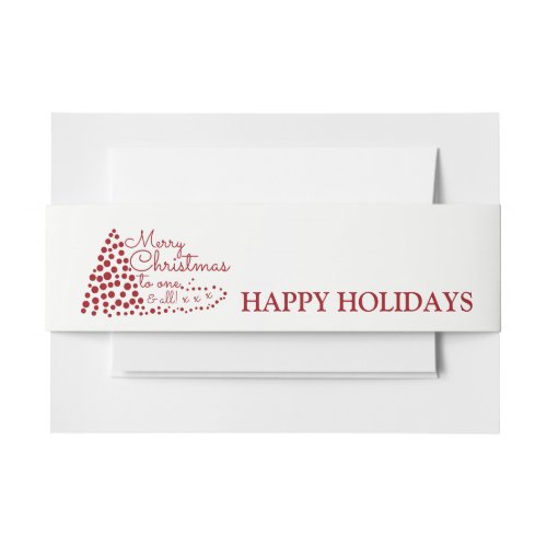 Red Christmas Tree Happy Holidays Invitation Bell Invitation Belly Band