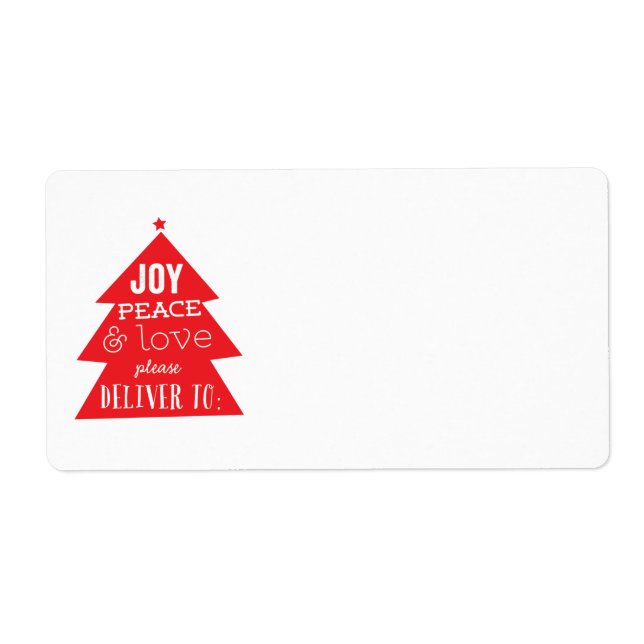 Red Christmas Tree Holiday Package Mailing Label (Front)