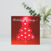 RED CHRISTMAS TREE HOLIDAY PARTY blue white Invitation (Standing Front)