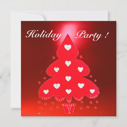 RED CHRISTMAS TREE HOLIDAY PARTY blue white Invitation