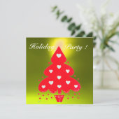 RED CHRISTMAS TREE HOLIDAY PARTY,Emerald Invitation (Standing Front)
