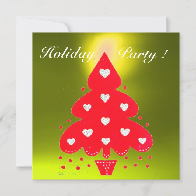 RED CHRISTMAS TREE HOLIDAY PARTY,Emerald Invitation (Front)
