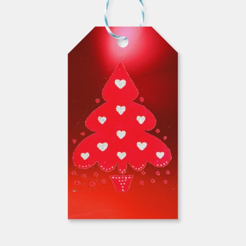 RED CHRISTMAS TREE HOLIDAY PARTY GIFT TAGS