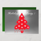 RED CHRISTMAS TREE HOLIDAY PARTY green Invitation (Front/Back)