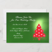 RED CHRISTMAS TREE HOLIDAY PARTY green Invitation (Back)
