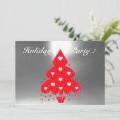 RED CHRISTMAS TREE HOLIDAY PARTY green Invitation (Standing Front)