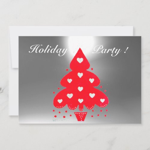 RED CHRISTMAS TREE HOLIDAY PARTY green Invitation