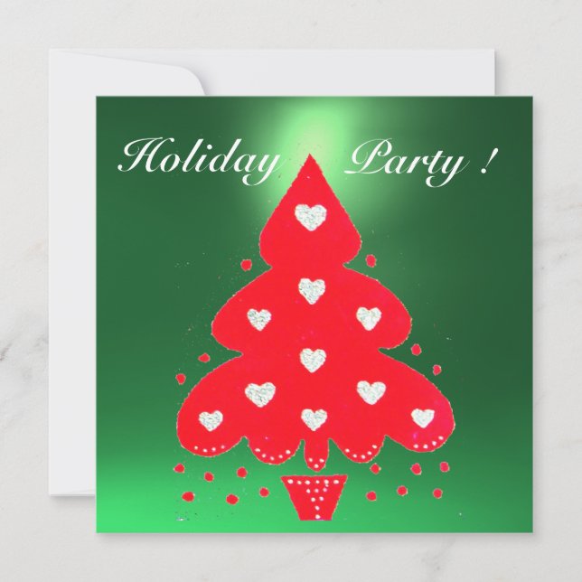 RED CHRISTMAS TREE HOLIDAY PARTY INVITATION (Front)