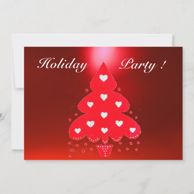 RED CHRISTMAS TREE HOLIDAY PARTY INVITATION (Front)