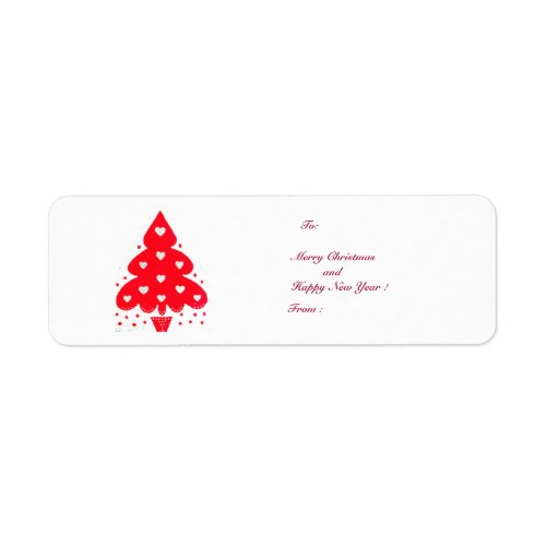 RED CHRISTMAS TREE HOLIDAY PARTY LABEL