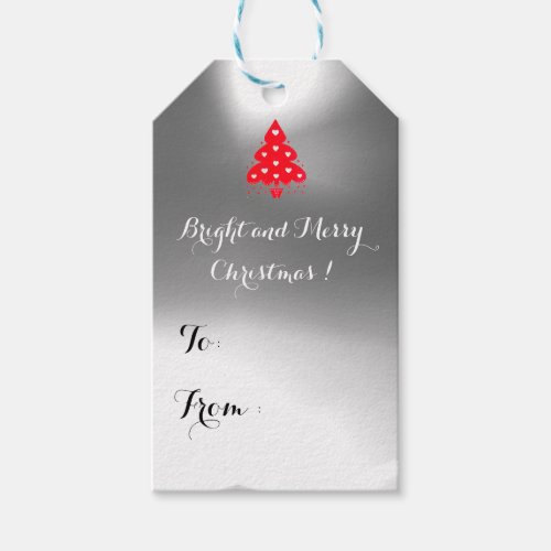 RED CHRISTMAS TREE HOLIDAY PARTY purple Gift Tags