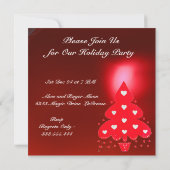 RED CHRISTMAS TREE HOLIDAY PARTY  white Invitation (Back)