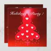 RED CHRISTMAS TREE HOLIDAY PARTY  white Invitation (Front/Back)