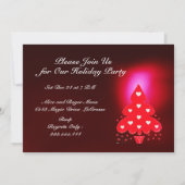 RED CHRISTMAS TREE HOLIDAY PARTY white Invitation (Back)