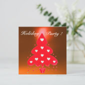 RED CHRISTMAS TREE HOLIDAY PARTY  white orange Invitation (Standing Front)