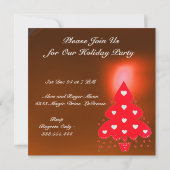 RED CHRISTMAS TREE HOLIDAY PARTY  white orange Invitation (Back)