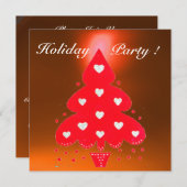 RED CHRISTMAS TREE HOLIDAY PARTY  white orange Invitation (Front/Back)