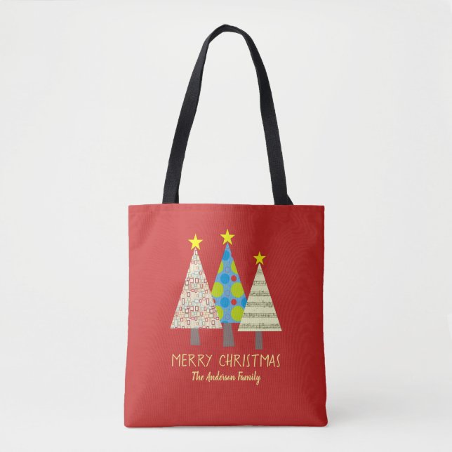 Red Christmas Tree Holiday  Tote Bag (Front)