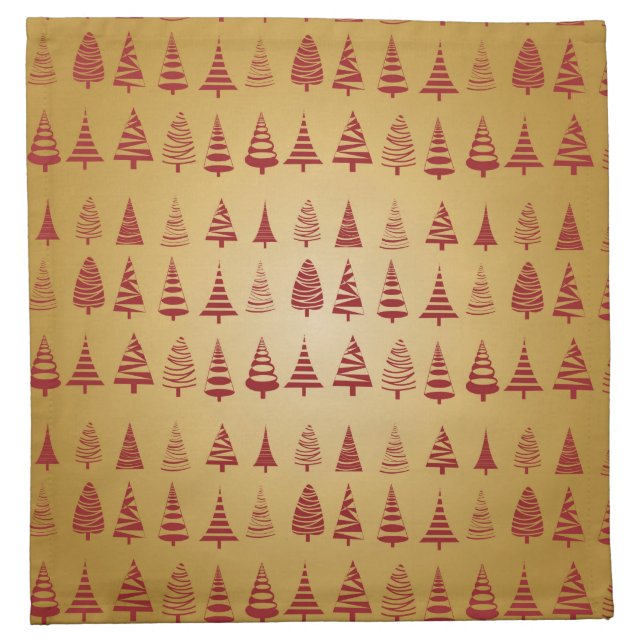Red Christmas tree modern on Gold Cloth Napkin (Front)