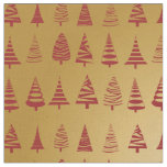 Red Christmas tree modern on Gold Fabric