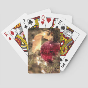 red christmas tree ornament festive poker cards