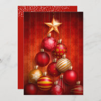 Red Christmas Tree Ornaments Holiday Card